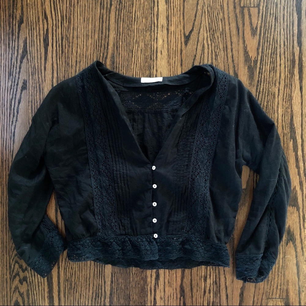 Love Shack Fancy Black Blouse